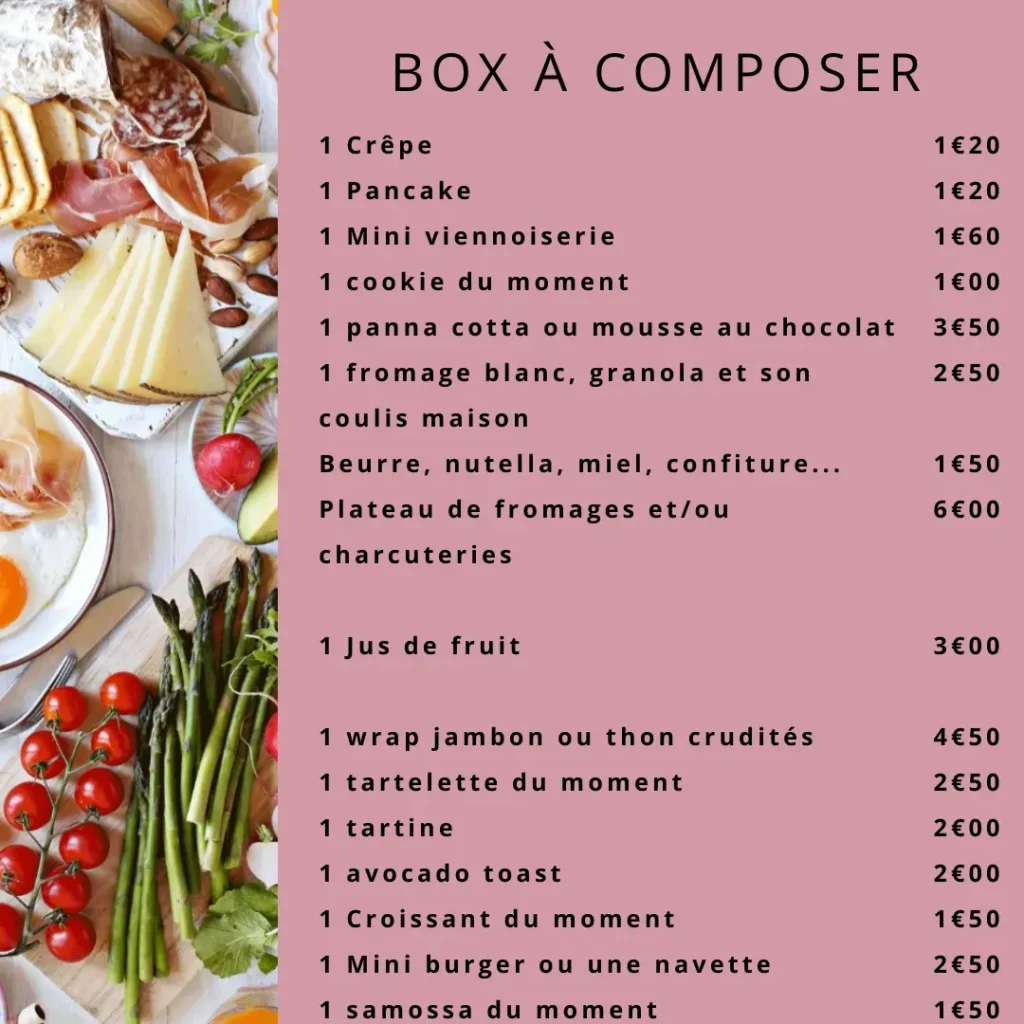 Box brunch à composée sois même crée par océane pâtisserie & brunch