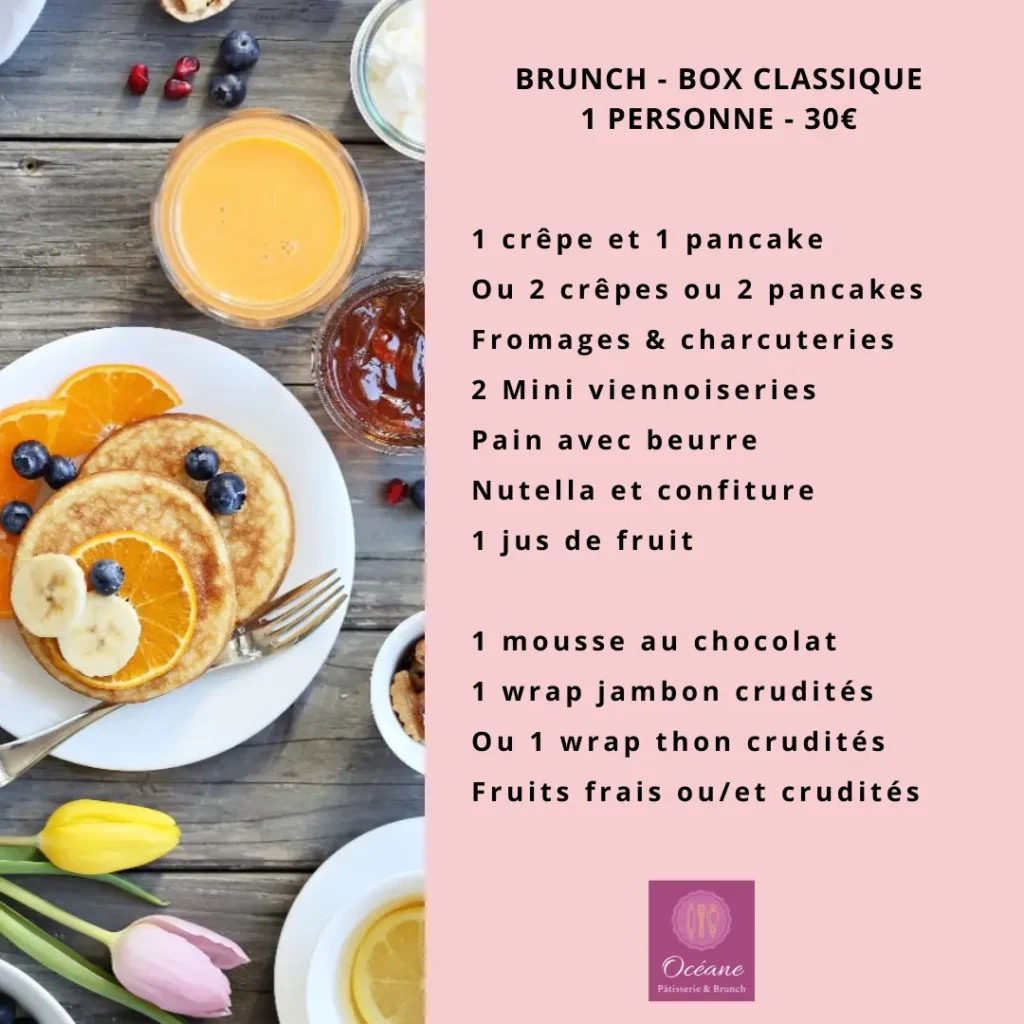Box brunch 1 personnes 30€ crée par océane pâtisserie & brunch
