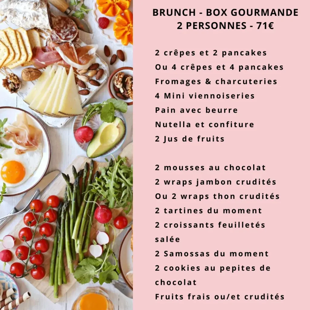 Box brunch 2 personnes 71€ crée par océane pâtisserie & brunch